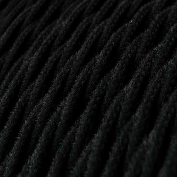 Black Cotton covered Twisted electric cable 2x18 AWG - TC04