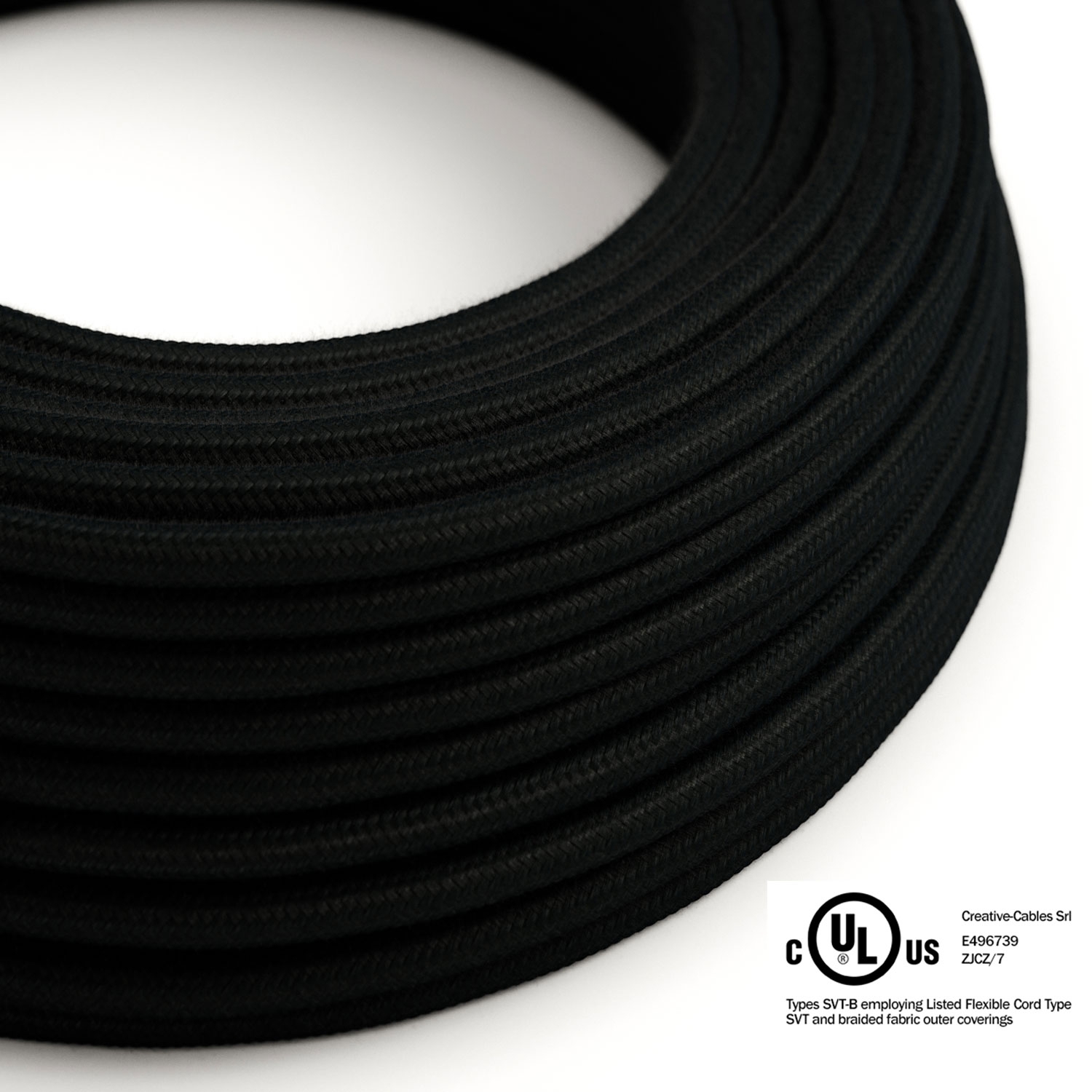 Black Cotton covered Round electric cable - RC04