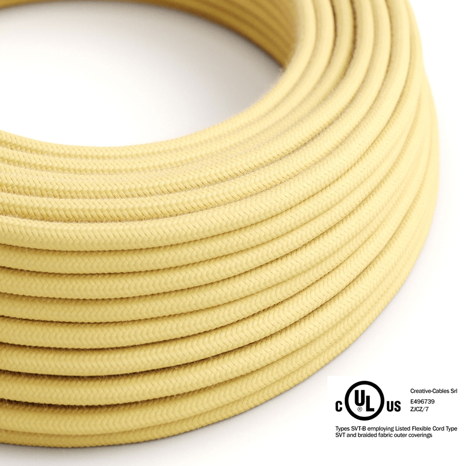 Pale Yellow Cotton covered Round electric cable - RC10