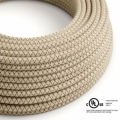 Natural & Brown Linen CrissCross covered Round electric cable - RD63