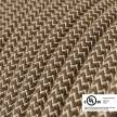 Natural & Brown Linen Chevron covered Round electric cable - RD73
