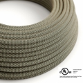 Natural & Charcoal Linen Chevron covered Round electric cable - RD74