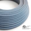 Natural & Blue Linen Chevron covered Round electric cable - RD75