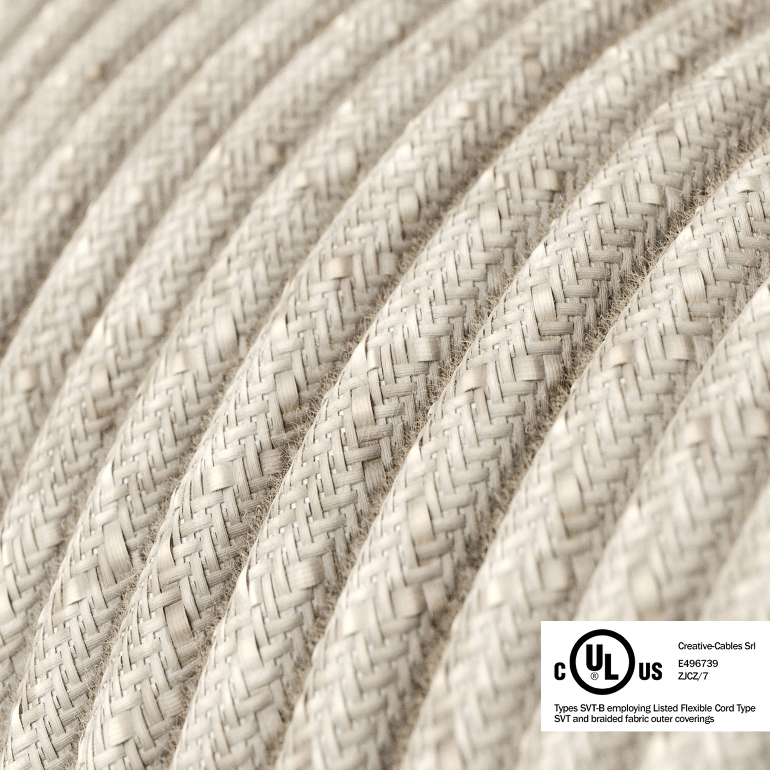 Natural Linen covered Round electric cable - RN01