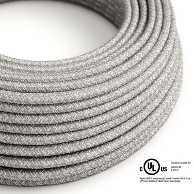 Gray Linen covered Round electric cable - RN02