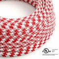 Red & White Houndstooth covered Round electric cable - RP09