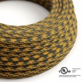 Mustard & Gray Cotton Houndstooth covered Round electric cable - RP27