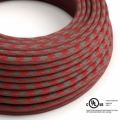 Red & Gray Cotton Houndstooth covered Round electric cable - RP28
