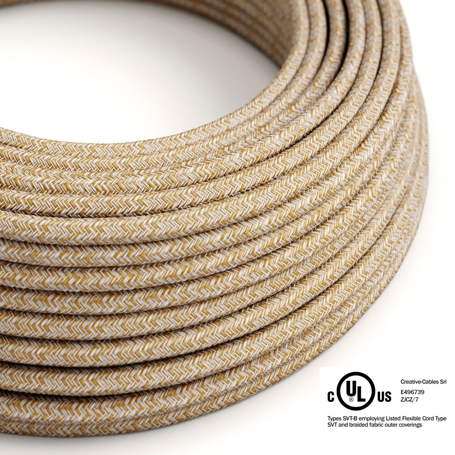 Brown Glitter Cotton & Natural Linen Tweed covered Round electric cable - RS82