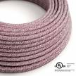 Red Glitter Cotton & Natural Linen Tweed covered Round electric cable - RS83