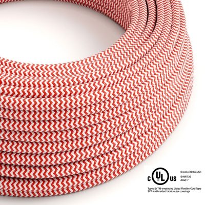 Red & White Chevron covered Round electric cable - RZ09