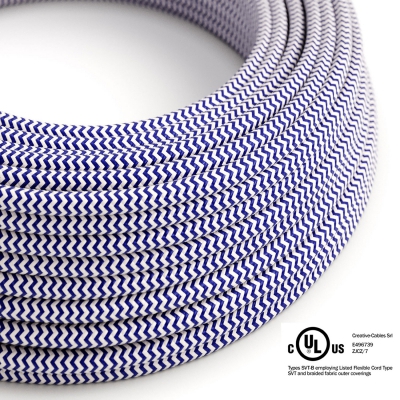 Blue & White Chevron covered Round electric cable - RZ12