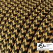 Gold & Black Rayon Chevron covered Round electric cable - RZ24
