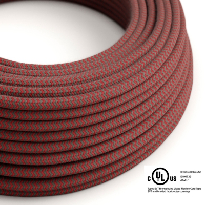 Red & Gray Cotton Chevron covered Round electric cable - RZ28