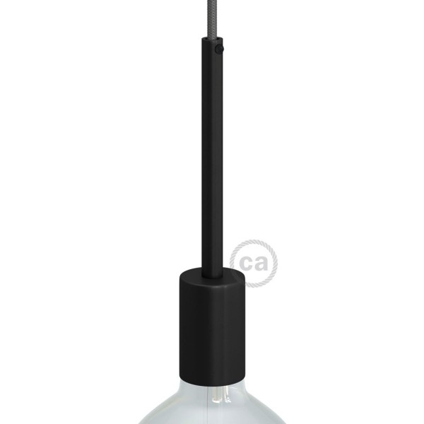 Cylindrical metal UL E26 socket kit with 15 cm cable clamp