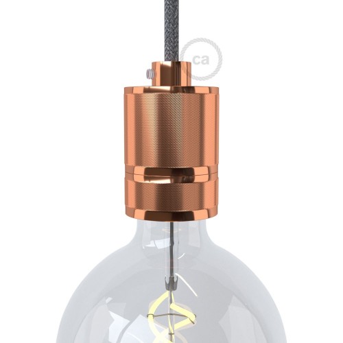 Knurled Aluminium - single ferrule light bulb socket kit - E26 - Copper