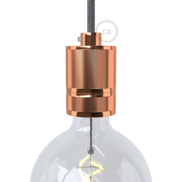 Knurled Aluminium - single ferrule light bulb socket kit - E26