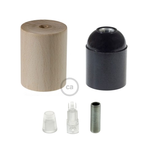 Wooden light bulb socket kit - For Pendant Light Cables - E26