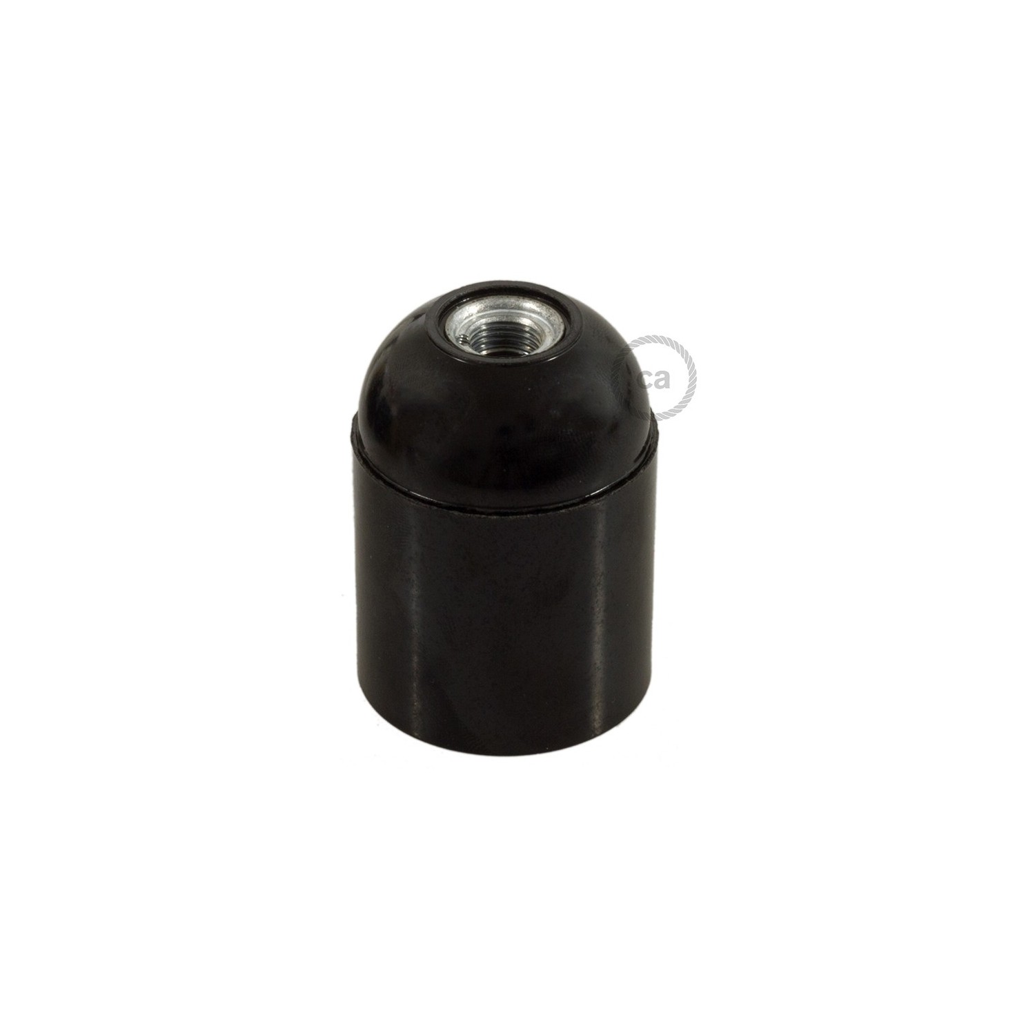 Smooth Sided Bakelite Phenolic light bulb socket - E26 - Black