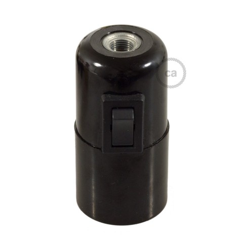 Smooth Sided Bakelite Phenolic socket - ON/OFF SWITCH - E26