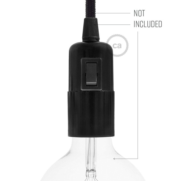 Smooth Sided Bakelite Phenolic socket - ON/OFF SWITCH - E26