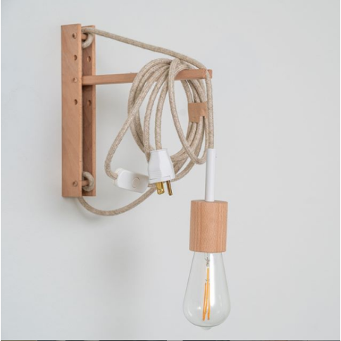 Natural & White Plugin Pendant with Pinocchio Wall Mount