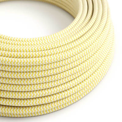 Yellow & White Chevron covered Round electric cable - RZ10