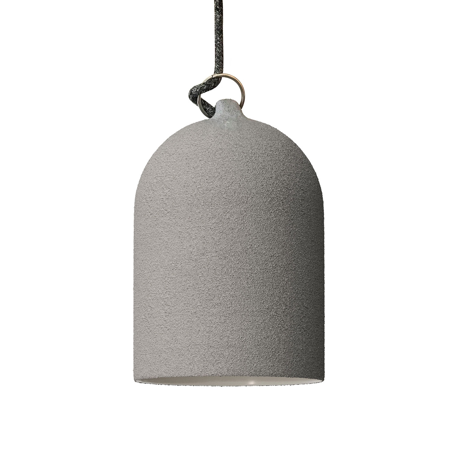 Pendant lamp with textile cable and lampshade Mini Bell XS ceramic shade