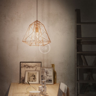 Pendant lamp with textile cable, Apollo lampshade and metal details