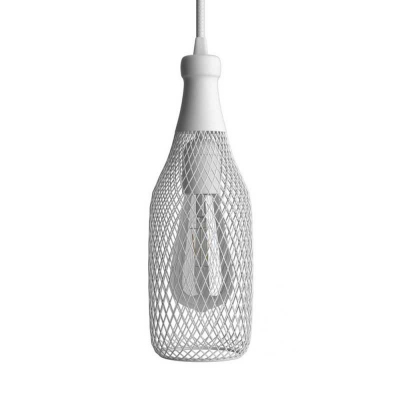 Pendant lamp with textile cable, Magnum bottle lampshade and metal details