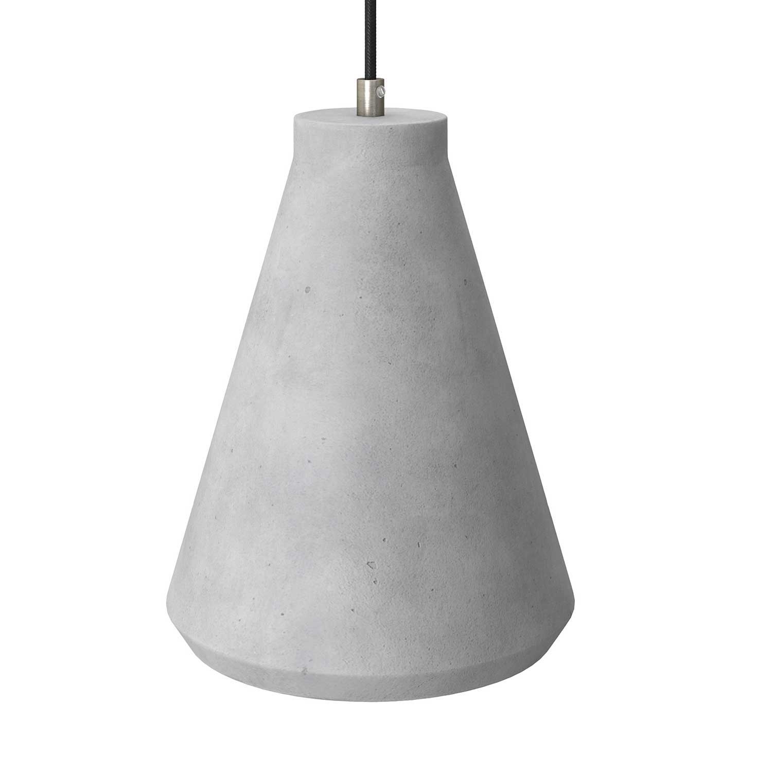 Pendant lamp with textile cable, Funnel cement lampshade and metal details