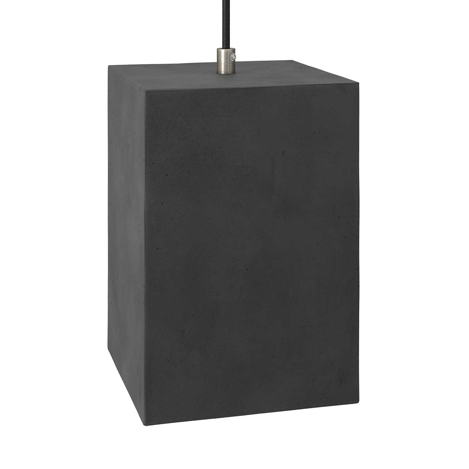 Pendant lamp with textile cable, Cube cement lampshade and metal finishes