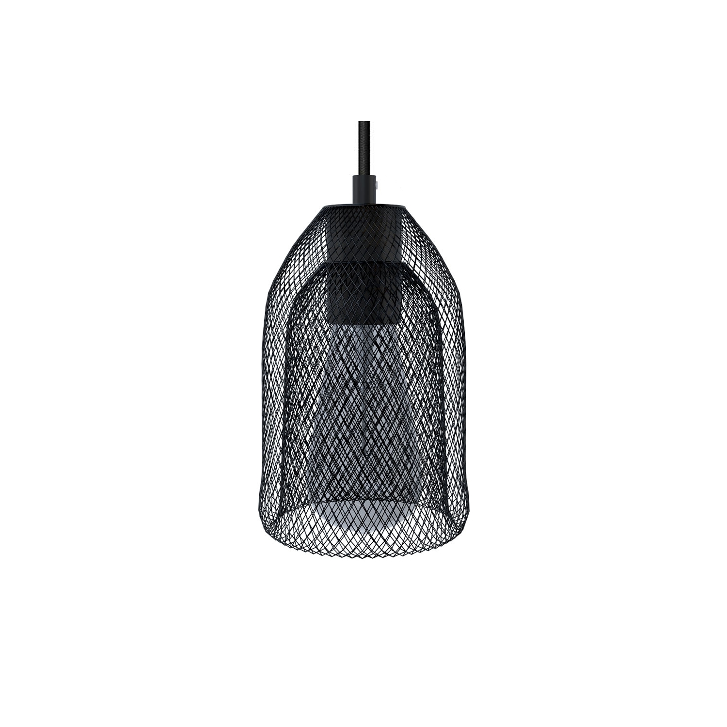 Pendant lamp with textile cable, Ghostbell lampshade and metal details