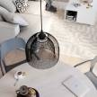 Pendant lamp with textile cable, Ghostbell XL cage lampshade and metal details
