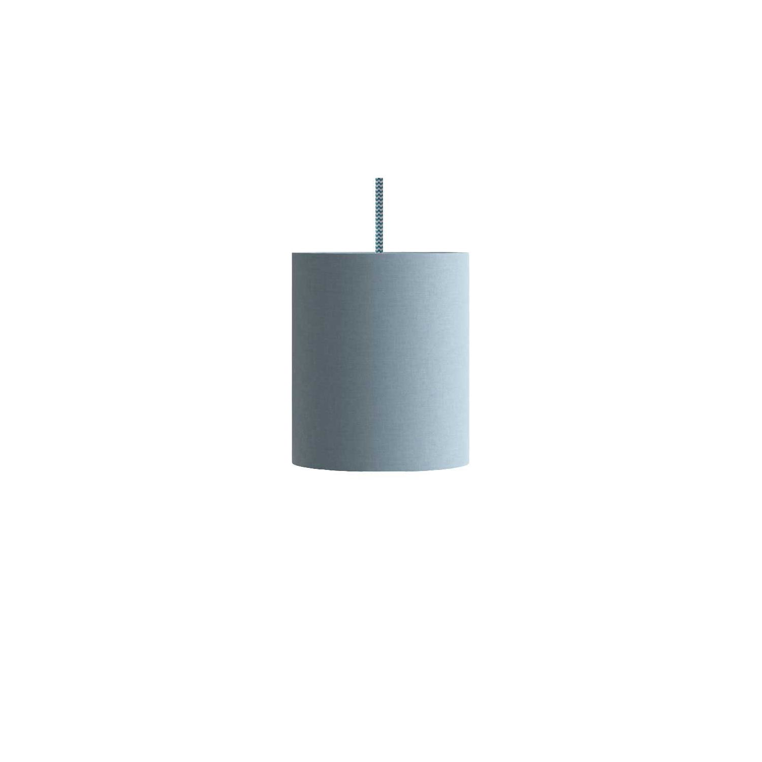 Pendant lamp with textile cable, Cylinder fabric lampshade and metal details