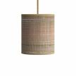 Pendant lamp with textile cable, raffia Cylinder lampshade and metal details
