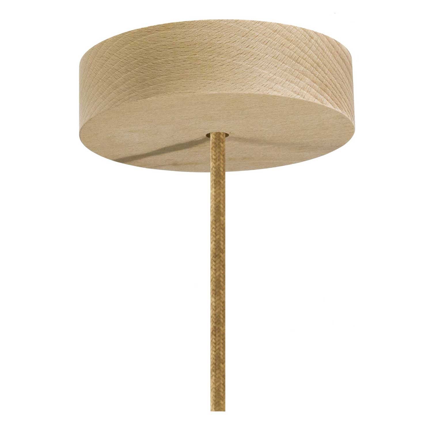 Pendant lamp with textile cable, raffia Cylinder lampshade and metal details