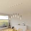 Pendant lamp complete with fabric cable and Tub-E12 double lampshade
