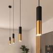 Pendant lamp complete with fabric cable and Tub-E12 double lampshade