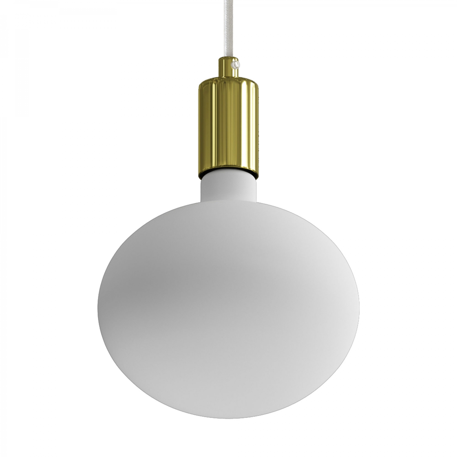 Pendant lamp with textile cable and contrasting metal details