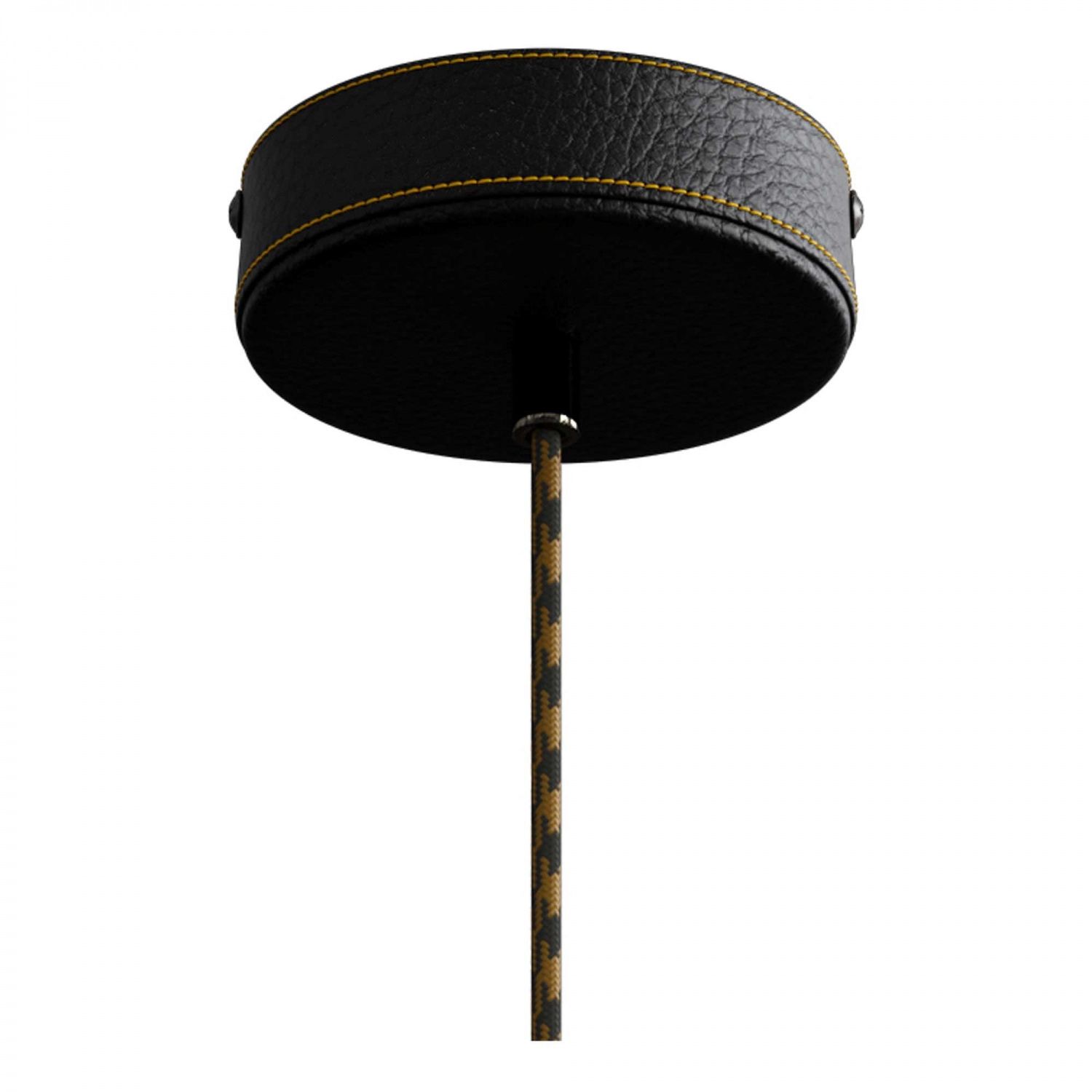 Pendant lamp with textile cable and leather details