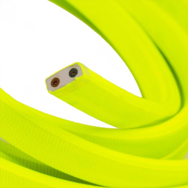 Electric Cable Color Cord for Custom String Lights, covered by Rayon fabric Yellow Fluo (CF10)