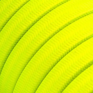 Electric Cable Color Cord for Custom String Lights, covered by Rayon fabric Yellow Fluo (CF10)