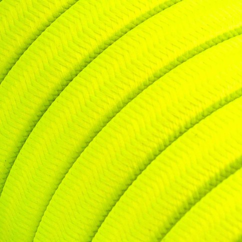 Electric Cable Color Cord for Custom String Lights, covered by Rayon fabric Yellow Fluo (CF10)