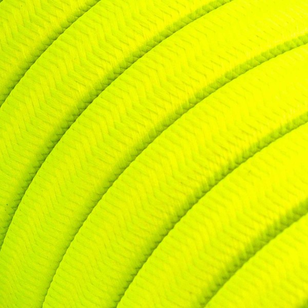 Electric Cable Color Cord for Custom String Lights, covered by Rayon fabric Yellow Fluo (CF10)