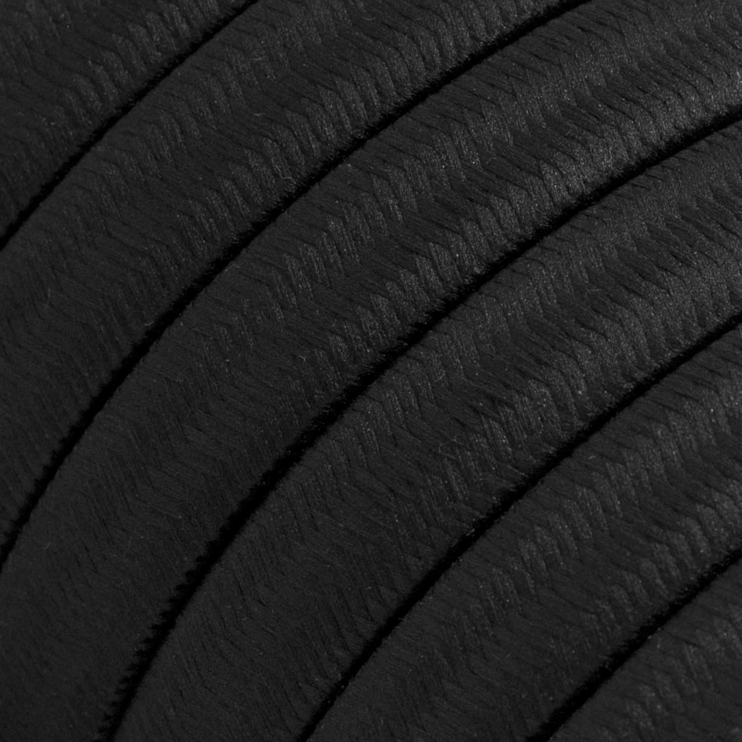 Electric Cable Color Cord for Custom String Lights, covered by Rayon fabric Black (CM04)