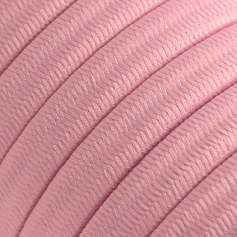 Electric Cable Color Cord for Custom String Lights, covered by Rayon fabric Baby Pink (CM16)