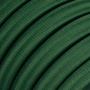 Electric Cable Color Cord for Custom String Lights, covered by Rayon fabric Dark Green (CM21)