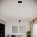 Staks - Pendant with Brown Leather Socket and Black Cable & Canopy