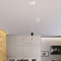 Sugarghost Pendant - 7' Pink & Linen Stripe with white canopy & White DF Socket
